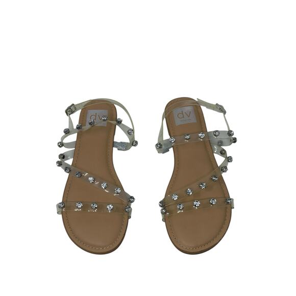 Dolce Vita Gilden Clear Rhinestone Silver Tone Flat Sandals Size 8 - Picture 11 of 11